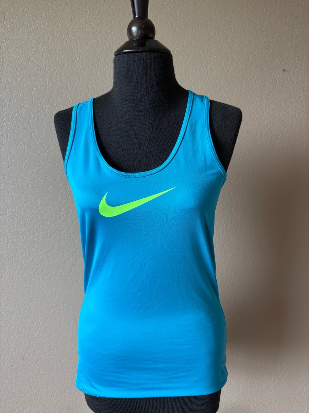 Nike Pro Teal Tank Top Size Small Racerback Check Mark Logo Athletic Dri Fit